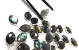 5 Pcs Labradorite Gemstone Charms, Sterling Silver Briolette Charms , Wholesale Jewelry Findings, Jewelry Making, Jewelry Supplies, 18x11mm