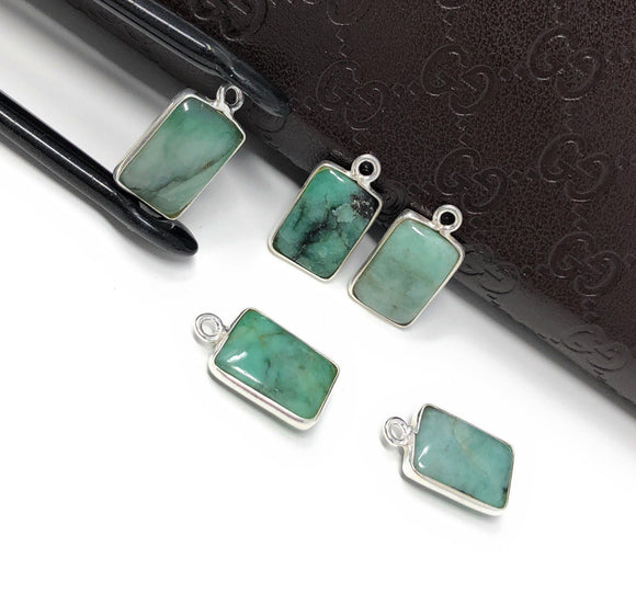 5Pcs Emerald Charms, Gemstone Charms, Sterling Silver Charms, Jewelry Making, Jewelry Supplies, Add a Charm, Bracelet Charms, 16X9mm