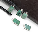 5Pcs Emerald Charms, Gemstone Charms, Sterling Silver Charms, Jewelry Making, Jewelry Supplies, Add a Charm, Bracelet Charms, 16X9mm