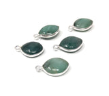 5Pcs Emerald Gemstone Charms, Sterling Silver Charms for DIY Jewelry Making, May Birthstone Bracelet Charms, 17.5X11mm