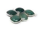 5Pcs Emerald Gemstone Charms, Sterling Silver Charms for DIY Jewelry Making, May Birthstone Bracelet Charms, 17.5X11mm
