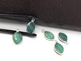 5Pcs Emerald Gemstone Charms, Sterling Silver Charms for DIY Jewelry Making, May Birthstone Bracelet Charms, 17.5X11mm