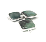 3Pcs Emerald Connectors, Gemstone Connectors, Silver Connectors, Jewelry Making, Jewelry Supplies, Jewelry findings, DIY Jewelry, 20X14mm