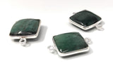 3Pcs Emerald Connectors, Gemstone Connectors, Silver Connectors, Jewelry Making, Jewelry Supplies, Jewelry findings, DIY Jewelry, 20X14mm