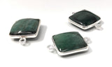 3Pcs Emerald Connectors, Gemstone Connectors, Silver Connectors, Jewelry Making, Jewelry Supplies, Jewelry findings, DIY Jewelry, 20X14mm