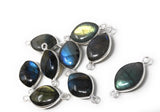 Natural labradorite gemstone connectors displayed on white background for jewelry making supplies listing