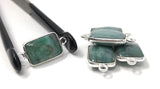5Pcs Emerald Connectors, Gemstone Connectors, Sterling Silver Connectors, Jewelry Making, Jewelry Supplies, Bracelet Connectors, 20X10mm