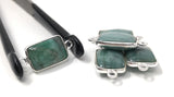 5Pcs Emerald Connectors, Gemstone Connectors, Sterling Silver Connectors, Jewelry Making, Jewelry Supplies, Bracelet Connectors, 20X10mm