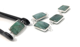 5Pcs Emerald Connectors, Gemstone Connectors, Sterling Silver Connectors, Jewelry Making, Jewelry Supplies, Bracelet Connectors, 20X10mm