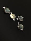 4 Pcs Labradorite Gemstone Sterling Silver Connectors, Wholesale Jewelry Findings for Jewelry Making, Briolette Connectors, 19.5x12mm