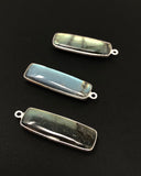 3 Pcs Labradorite Gemstone Charms, Sterling Silver Bar Charms, Wholesale Jewelry Findings for Jewelry Making, Briolette Charms, 31.75x10.5mm