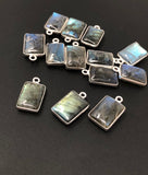 13 Pcs Labradorite Gemstone Charms, Sterling Silver Briolette Charms , Wholesale Jewelry Findings, Jewelry Making, Jewelry Supplies, 17x10mm