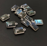 13 Pcs Labradorite Gemstone Charms, Sterling Silver Briolette Charms , Wholesale Jewelry Findings, Jewelry Making, Jewelry Supplies, 17x10mm