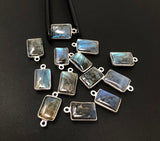 13 Pcs Labradorite Gemstone Charms, Sterling Silver Briolette Charms , Wholesale Jewelry Findings, Jewelry Making, Jewelry Supplies, 17x10mm