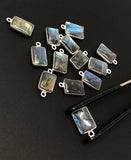 13 Pcs Labradorite Gemstone Charms, Sterling Silver Briolette Charms , Wholesale Jewelry Findings, Jewelry Making, Jewelry Supplies, 17x10mm