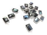 13 Pcs Labradorite Gemstone Charms, Sterling Silver Briolette Charms , Wholesale Jewelry Findings, Jewelry Making, Jewelry Supplies, 17x10mm