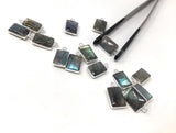 13 Pcs Labradorite Gemstone Charms, Sterling Silver Briolette Charms , Wholesale Jewelry Findings, Jewelry Making, Jewelry Supplies, 17x10mm
