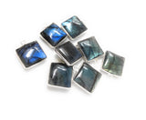 Labradorite Gemstone Charms, Sterling Silver Charms , Wholesale Jewelry Making Supplies, 6 Pcs of 17x14mm