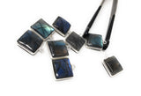 Labradorite Gemstone Charms, Sterling Silver Charms , Wholesale Jewelry Making Supplies, 6 Pcs of 17x14mm