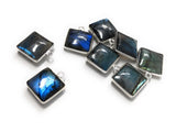 Labradorite Gemstone Charms, Sterling Silver Charms , Wholesale Jewelry Making Supplies, 6 Pcs of 17x14mm