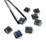 Labradorite Gemstone Charms, Sterling Silver Charms , Wholesale Jewelry Making Supplies, 6 Pcs of 17x14mm