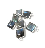 7 Pcs Labradorite Gemstone Charms, Sterling Silver Briolette Charms, Wholesale Jewelry Findings, Jewelry Making, Jewelry Supplies, 14.5x11mm