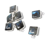 7 Pcs Labradorite Gemstone Charms, Sterling Silver Briolette Charms, Wholesale Jewelry Findings, Jewelry Making, Jewelry Supplies, 14.5x11mm