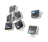 7 Pcs Labradorite Gemstone Charms, Sterling Silver Briolette Charms, Wholesale Jewelry Findings, Jewelry Making, Jewelry Supplies, 14.5x11mm
