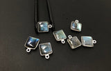 7 Pcs Labradorite Gemstone Charms, Sterling Silver Briolette Charms, Wholesale Jewelry Findings, Jewelry Making, Jewelry Supplies, 14.5x11mm