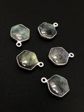 5 Pcs Labradorite Gemstone Charms, Sterling Silver Charms , Wholesale Jewelry Findings, Jewelry Making, Jewelry Supplies, 19.5x15.5mm