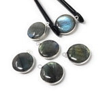 Labradorite Gemstone Charms, Sterling Silver Briolette Charms , Wholesale Jewelry Findings, Jewelry Making, Jewelry Supplies, 19.5x16mm