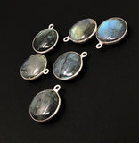 Labradorite Gemstone Charms, Sterling Silver Briolette Charms , Wholesale Jewelry Findings, Jewelry Making, Jewelry Supplies, 19.5x16mm