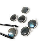Labradorite Gemstone Charms, Sterling Silver Briolette Charms , Wholesale Jewelry Findings, Jewelry Making, Jewelry Supplies, 19.5x16mm