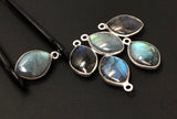 Wholesale 6 Pcs Labradorite Gemstone Charms, Sterling Silver Briolette Charms, Jewelry Findings, Jewelry Making, Jewelry Supplies, 17.5x11mm