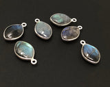 Wholesale 6 Pcs Labradorite Gemstone Charms, Sterling Silver Briolette Charms, Jewelry Findings, Jewelry Making, Jewelry Supplies, 17.5x11mm