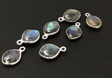 7 Pcs Labradorite Gemstone Charms, Sterling Silver Briolette Charms, Wholesale Jewelry Findings, Jewelry Making, Jewelry Supplies, 15.5x10mm
