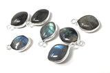 7 Pcs Labradorite Gemstone Charms, Sterling Silver Briolette Charms, Wholesale Jewelry Findings, Jewelry Making, Jewelry Supplies, 15.5x10mm