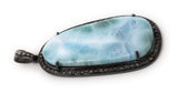 Larimar Pendant, Gemstone Pendant, Diamond Pendant, Sterling Silver Gemstone Larimar Pave Diamond Pendant, 58.75mmx26mm