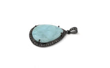 Larimar Pendant, Gemstone Pendant, Silver Pendant, Natural Larimar, Diamond Pendant, Pave Diamond Pendant, Sterling Silver Pendant, DIY