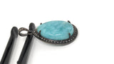 Larimar Gemstone Pendant, Sterling Silver Pave Diamond Pendant, Gemstone Jewelry, Bohemian Pendant, Gifts for Her