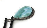 Larimar Pendant, Gemstone Pendant, Silver Pendant, Natural Larimar, Diamond Pendant, Pave Diamond Pendant, Sterling Silver Pendant, DIY