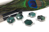 Natural Emerald Gemstone Connector, Sterling Silver Connectors, Wholesale Jewelry Findings for Jewelry Making, Jewelry Supplies, 23.7x15.5mm