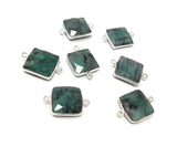 Natural Emerald Gemstone Connector, Sterling Silver Connectors, Wholesale Jewelry Findings for Jewelry Making, Jewelry Supplies, 22mmx14.5mm