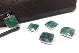 Natural Emerald Gemstone Connector, Sterling Silver Connectors, Wholesale Jewelry Findings for Jewelry Making, Jewelry Supplies, 22mmx14.5mm