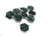 Natural Emerald Gemstone Connector, Sterling Silver Connectors, Wholesale Jewelry Findings for Jewelry Making, Jewelry Supplies, 16.5mmx20mm