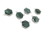 Natural Emerald Gemstone Connector, Sterling Silver Connectors, Wholesale Jewelry Findings for Jewelry Making, Jewelry Supplies, 16.5mmx20mm