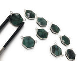 Natural Emerald Gemstone Connector, Sterling Silver Connectors, Wholesale Jewelry Findings for Jewelry Making, Jewelry Supplies, 16.5mmx20mm