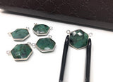 Natural Emerald Gemstone Connector, Sterling Silver Connectors, Wholesale Jewelry Findings for Jewelry Making, Jewelry Supplies, 16.5mmx20mm
