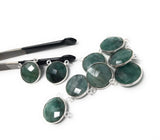 Natural Emerald Gemstone Connector, Sterling Silver Connectors, Wholesale Jewelry Findings for Jewelry Making, Jewelry Supplies, 16.5mmx16mm