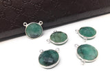 Natural Emerald Gemstone Connector, Sterling Silver Connectors, Wholesale Jewelry Findings for Jewelry Making, Jewelry Supplies, 16.5mmx16mm